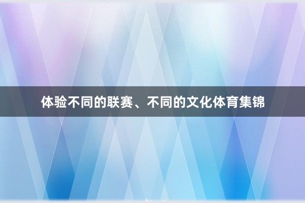体验不同的联赛、不同的文化体育集锦