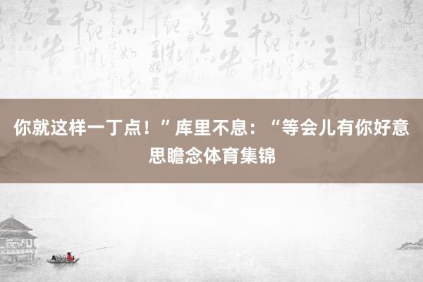 你就这样一丁点！”库里不息：“等会儿有你好意思瞻念体育集锦