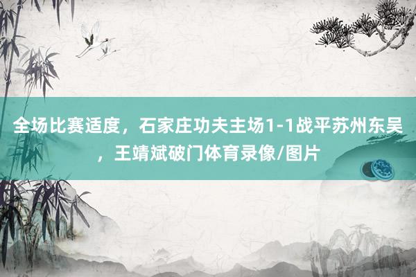 全场比赛适度，石家庄功夫主场1-1战平苏州东吴，王靖斌破门体育录像/图片