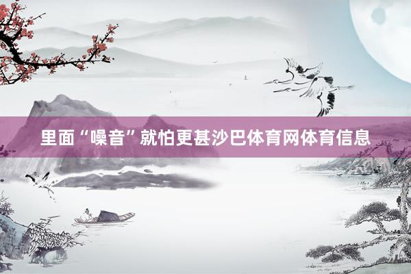 里面“噪音”就怕更甚沙巴体育网体育信息