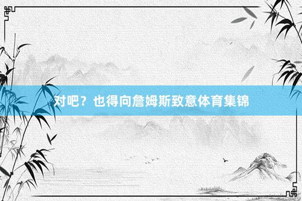 对吧？也得向詹姆斯致意体育集锦