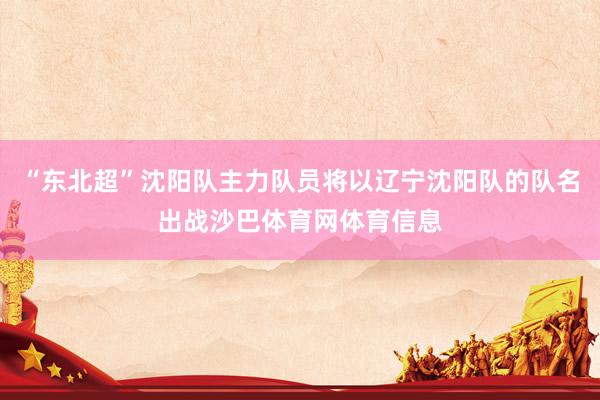 “东北超”沈阳队主力队员将以辽宁沈阳队的队名出战沙巴体育网体育信息