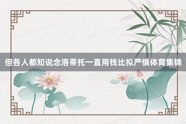 但各人都知说念洛蒂托一直用钱比拟严慎体育集锦
