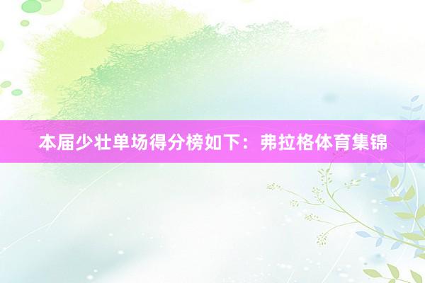本届少壮单场得分榜如下：弗拉格体育集锦