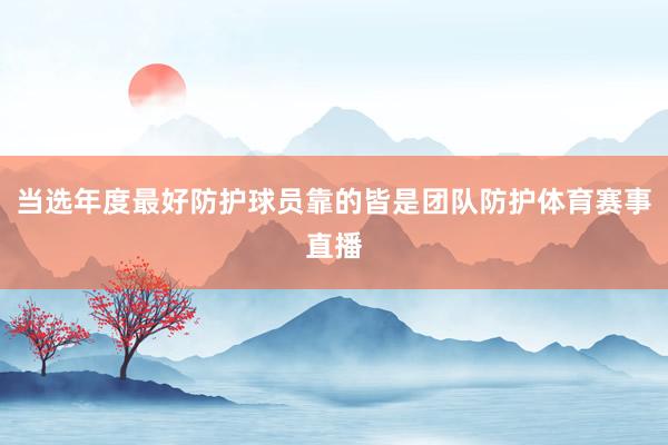 当选年度最好防护球员靠的皆是团队防护体育赛事直播