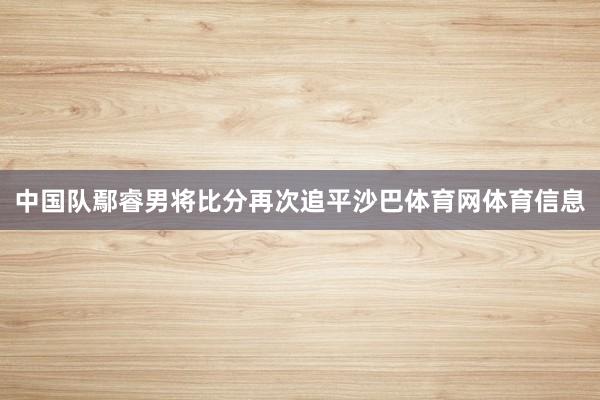 中国队鄢睿男将比分再次追平沙巴体育网体育信息