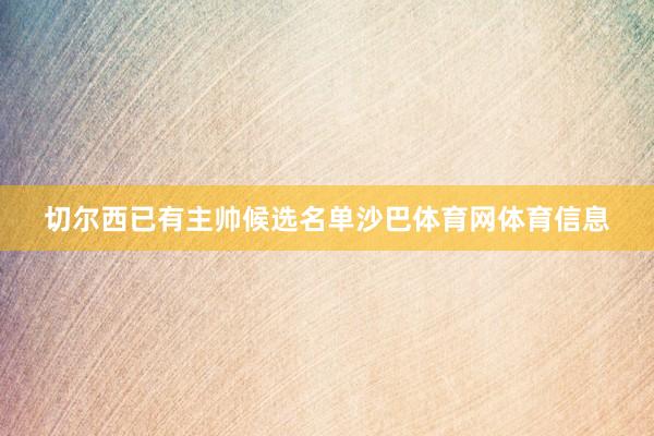 切尔西已有主帅候选名单沙巴体育网体育信息