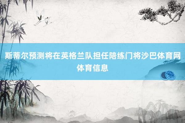 斯蒂尔预测将在英格兰队担任陪练门将沙巴体育网体育信息