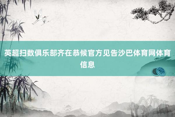 英超扫数俱乐部齐在恭候官方见告沙巴体育网体育信息