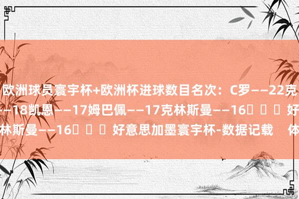 欧洲球员寰宇杯+欧洲杯进球数目名次:C罗——22克洛泽——19盖德·穆勒——18凯恩——17姆巴佩——17克林斯曼——16 好意思加墨寰宇杯-数据记载 体育集锦